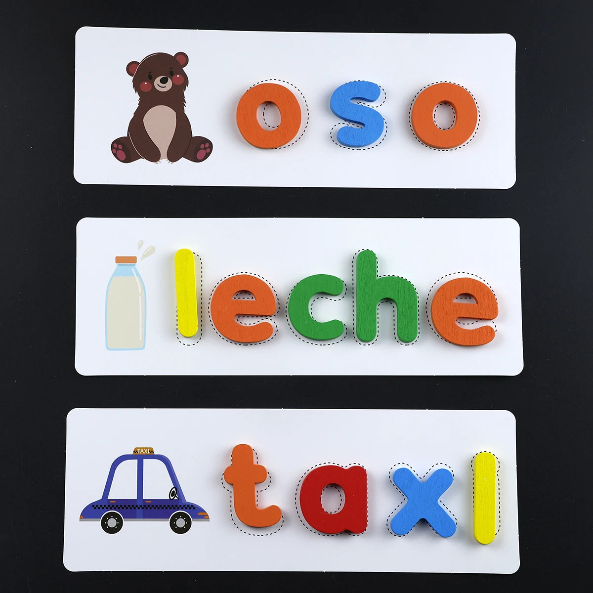 Kids Spell Spanish Jigsaw Enlightenment Words Game Wooden Toy Learning Letter Alphabet Puzzle Baby Educational Toys for Children