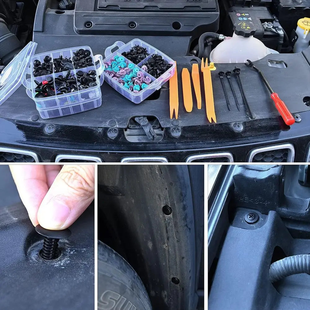 Car Plastic Fastener Clips Kit Car Trim Plastic Rivets Push Retainer Clips With Door Trim Panel Tools Set