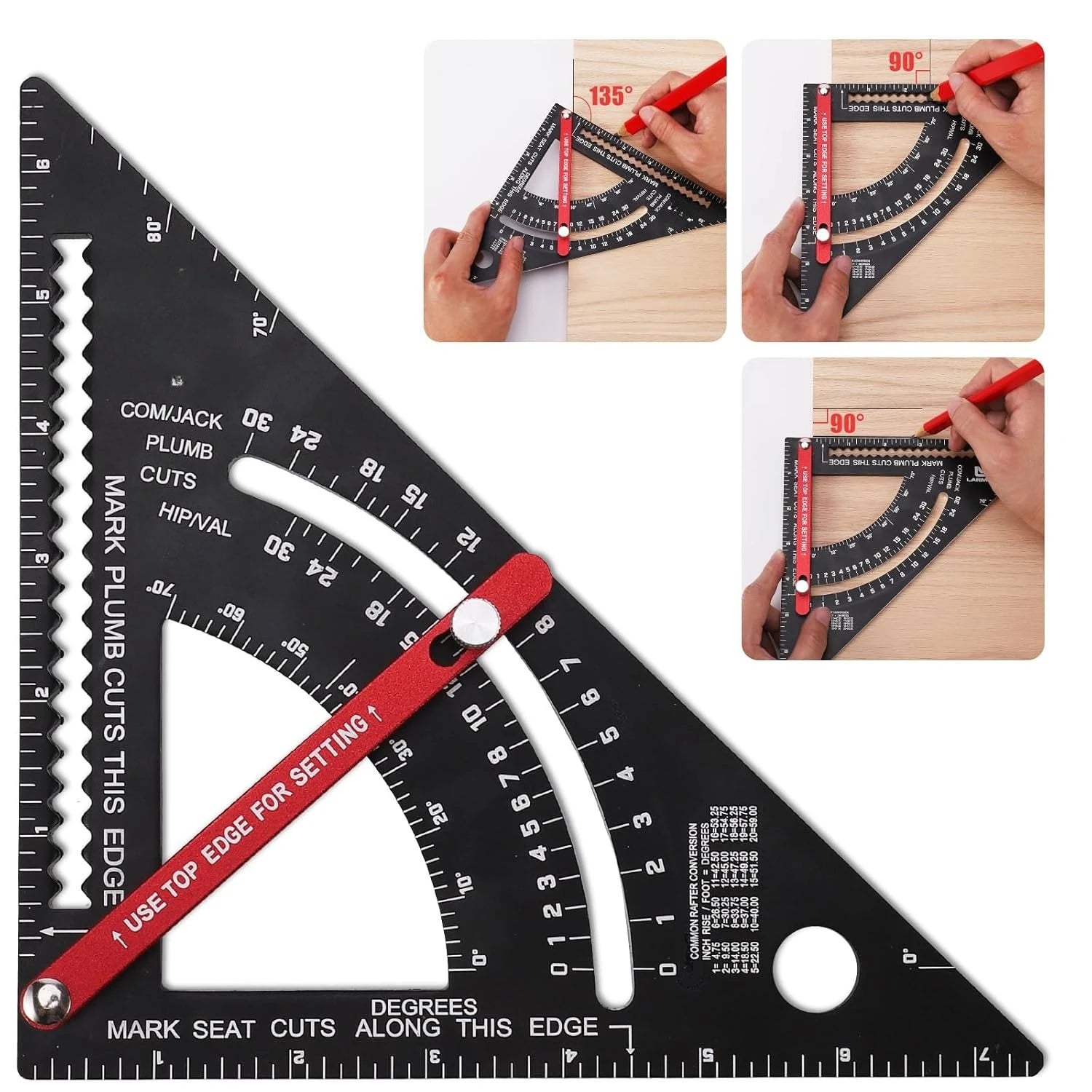 7Inch Carpentry Triangle Ruler Adjustable Multi Function Carpenter Layout Square Woodworking Tools Square Measuring Ruler