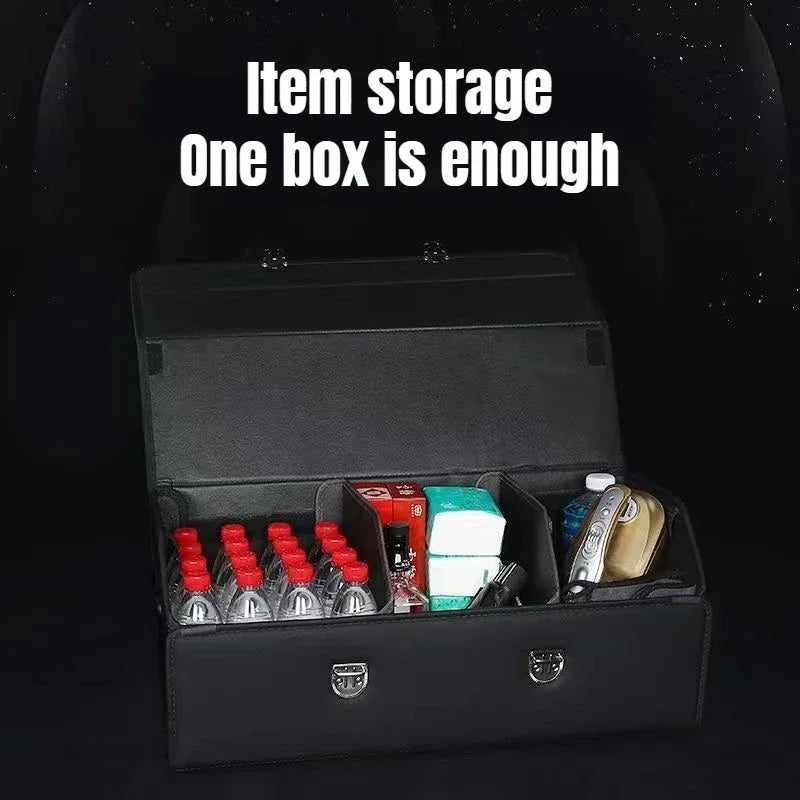 Car Cargo Organizer Trunk Storage Organizer Car Accessories Waterproof Leather Container Folding Cargo Storage Box For SUV Sedan