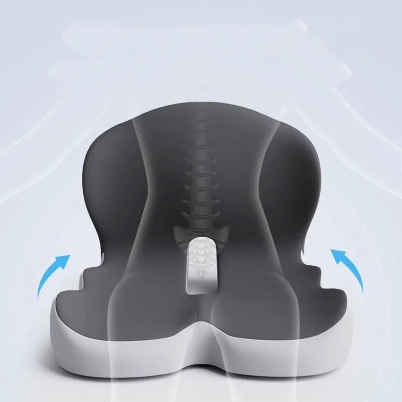 Integrated Memory Foam Seat Back Cushion Ergonomic Butt & Lumbar Support Pillow Washable Cover for Office Chair Car Long Sitting