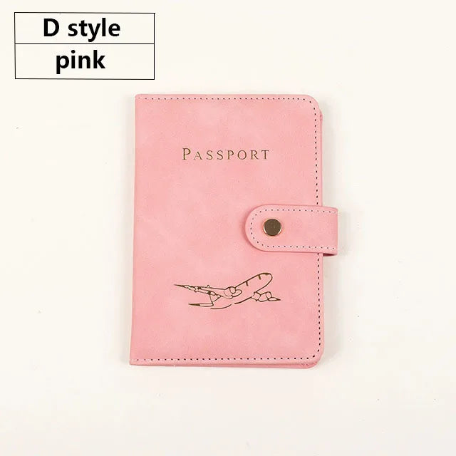 Soft PU Leather Multi Slot Passport Cover with Airplane Logo Snap Closure SIM Card Holder Travel ID Document Ticket Wallet
