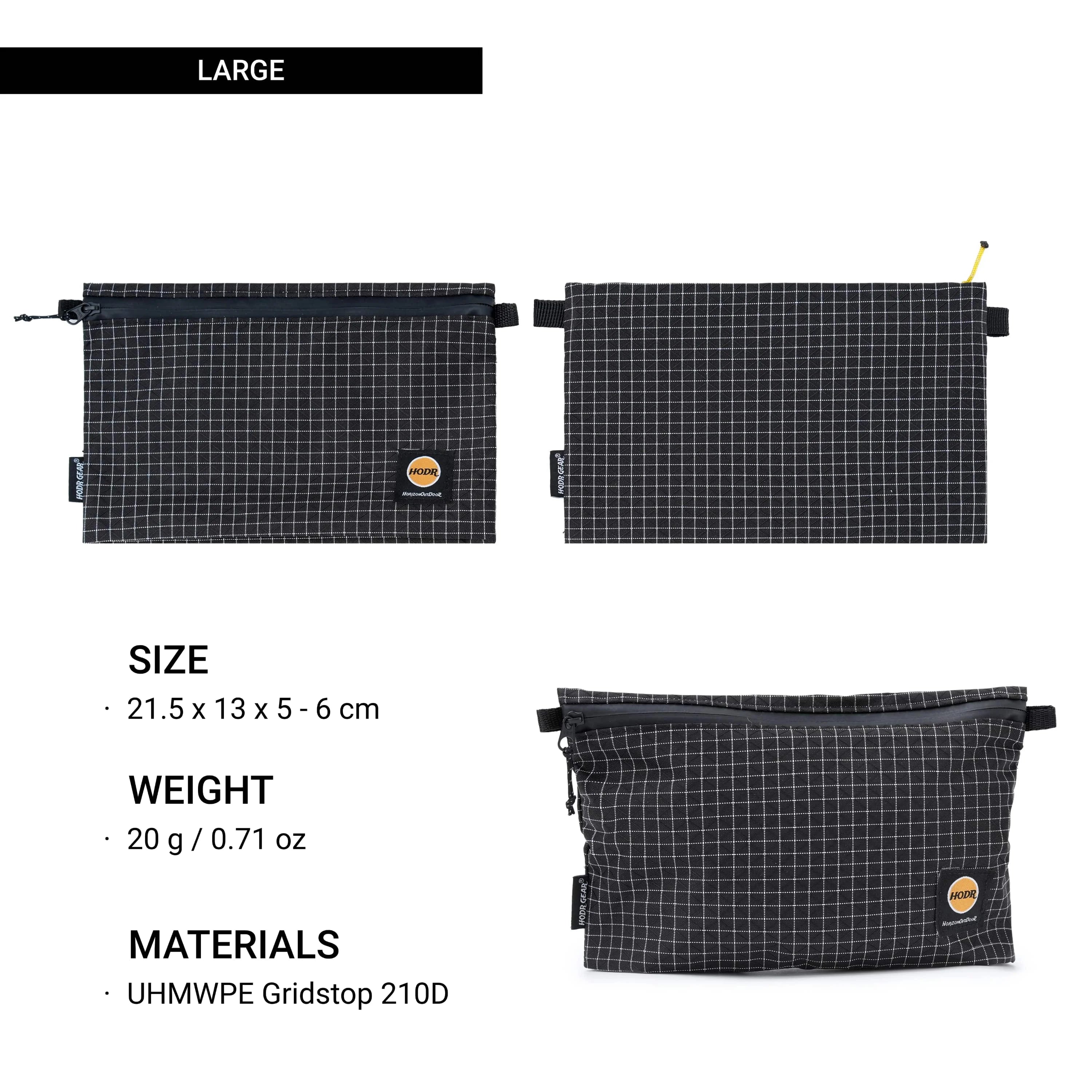 [HODR GEAR] Ditty Bag Self Standing Ultralight 210D Gripstop UHMWPE Storage Pouch Travel Organizer for First Aid Passport Wallet