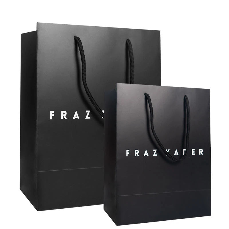 500pcs/lot Custom Luxury Paper Shopping Bags Printed Logo Retail Packaging for Clothing Gifts with Ribbon Handle