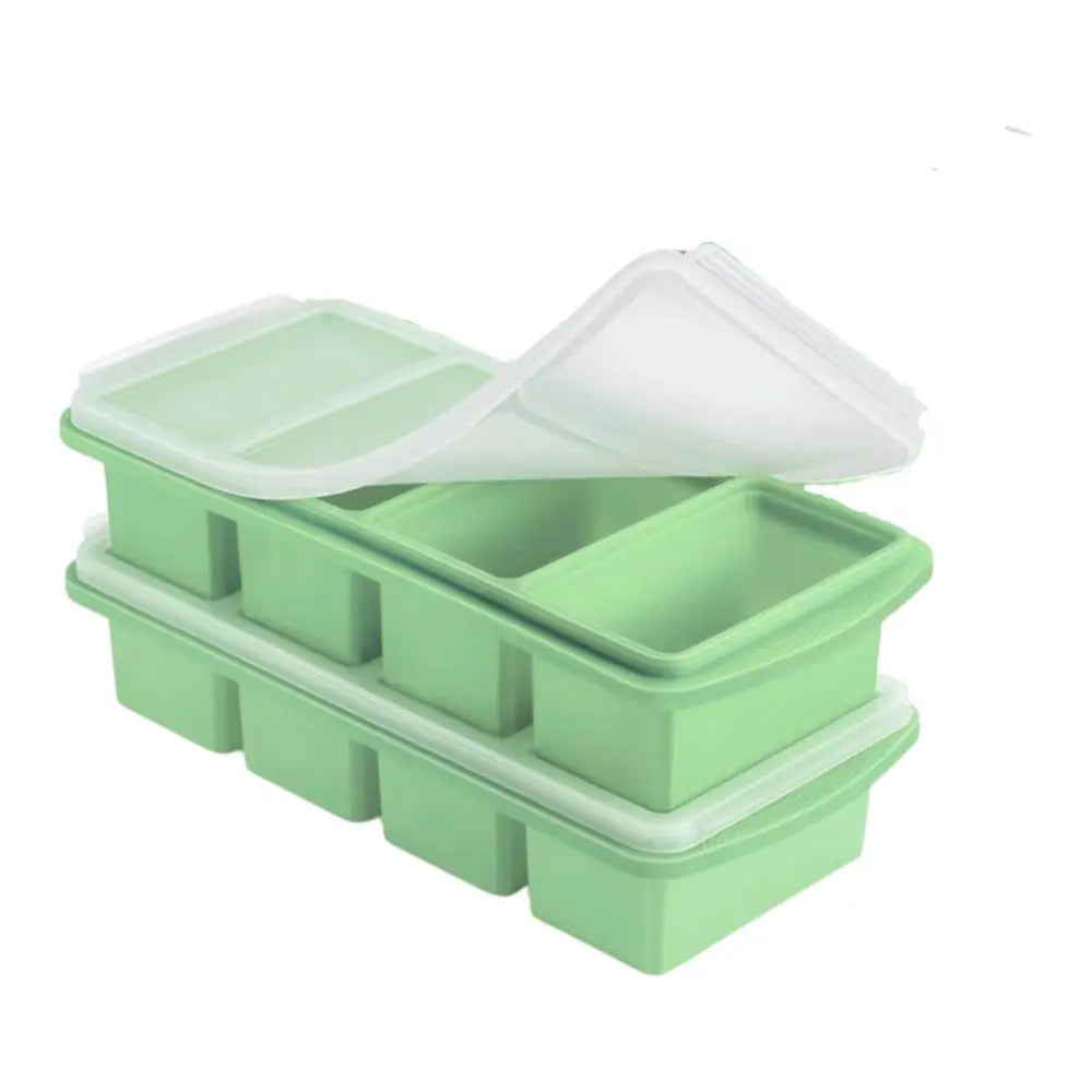Set/Pcs Silicone Large Ice Cube Tray Non-stick Soup Freezer Container Freezing Tray with 4 Compartments for Storing with Lid