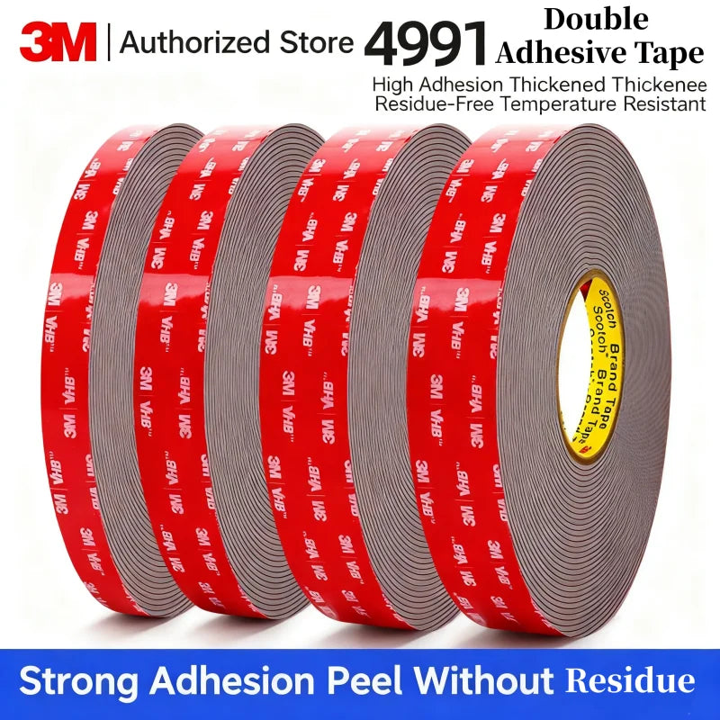 3M 4991VHB Strong Double-Sided Adhesive 3m 2.3mm Thickening High Viscosity Traceless Foam Tape For Car Home Use High Temperature