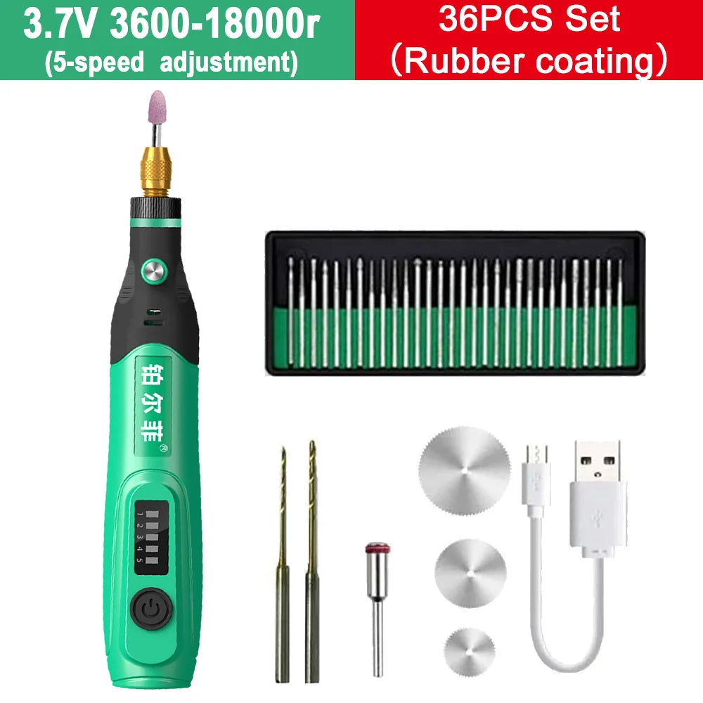 5000-20000r 4.2V Engraver Electric Drill Mini Grinder Engraving Pen Drilling Machine Cordless Rechargeable Micro Rotary Tool Kit
