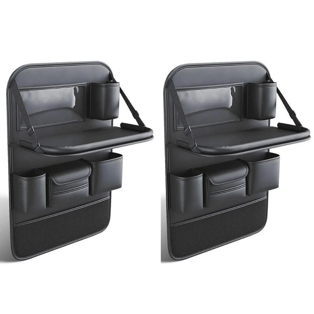 Multifunctional Car Seat Back Storage Bag Black Leather Car Seat Back Hanging Bag Anti-kick Cushion High Quality Car Storage Bag