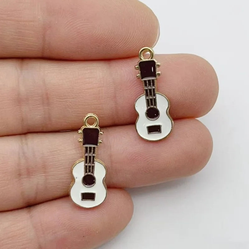 12pcs colorful guitar enamel pendants gold alloy instrument pendants DIY earrings bracelets necklaces jewelry making accessories
