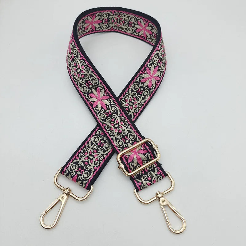 Ethnic Style Embroidered Messenger Single Shoulder Width Bag Strap Woven Long Shoulder Strap Adjustable Bag Replacement Strap