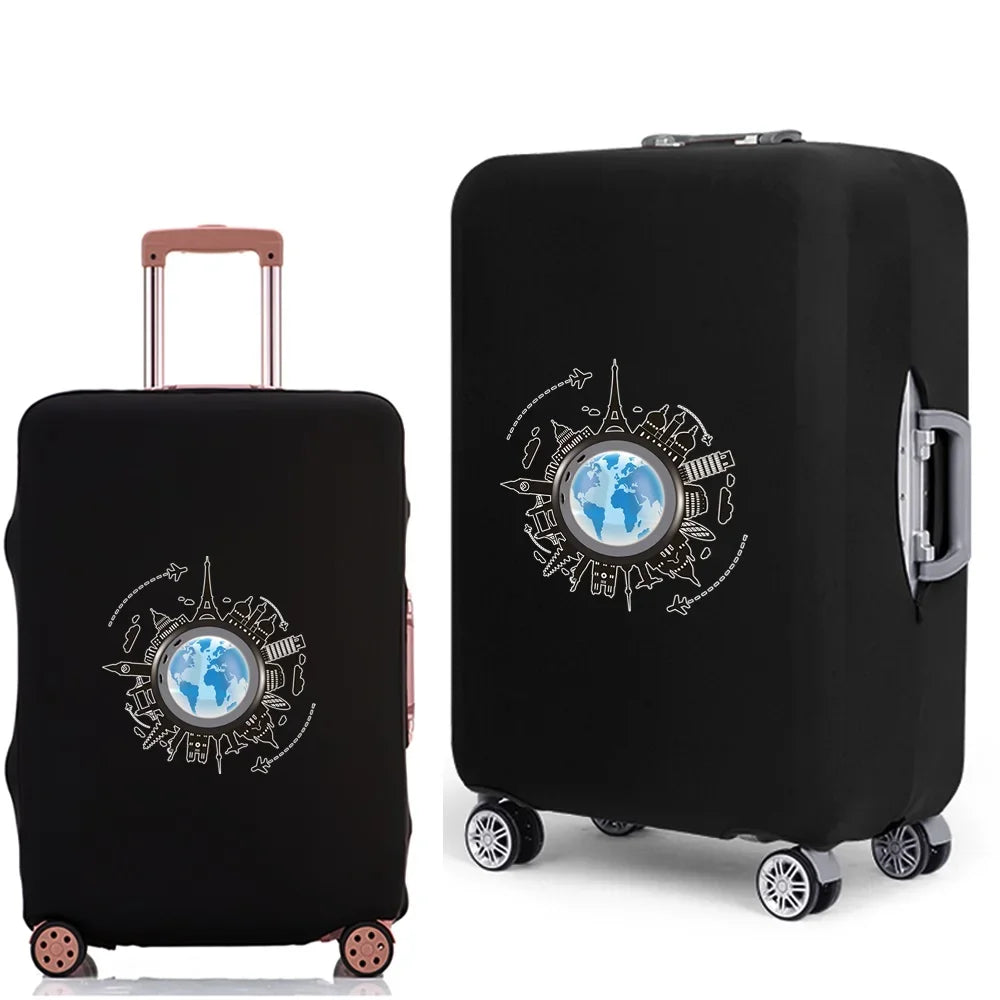 Portable Luggage Protective Cover Travel Pattern Travel Suitcase Cover Elastic Dust Cases for 18 To 28 Inch Travel Trunk Cover