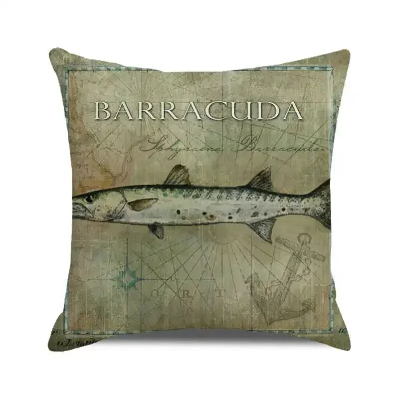Ocean breeze and small fish pattern Double-sided Printed pillow cover Short plush Suitable living room sofas throw cushion cover
