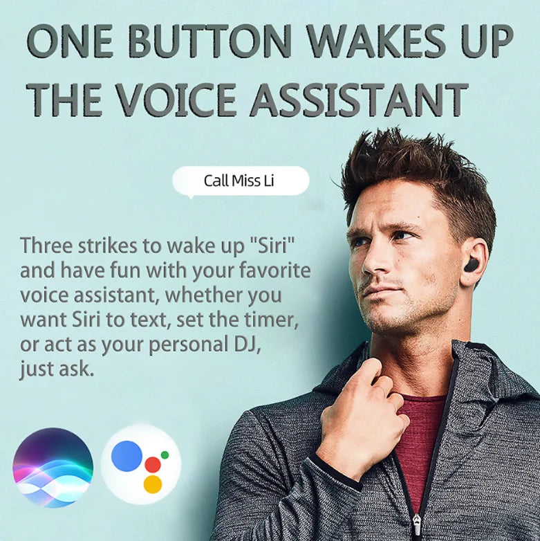 Bluetooth True Wireless Earbuds Rich Stereo Sound Integrated Mic Portable Charging Case Fitness Running Headset