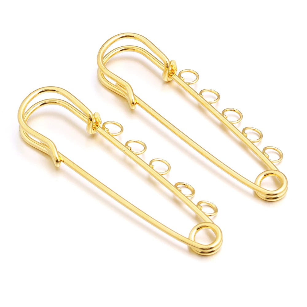 5-10pcs/lot Safety Pins Brooches Blank Base Brooch Pin With Loops Fasteners Pin For DIY Jewelry Making Brooch Charm Accessories