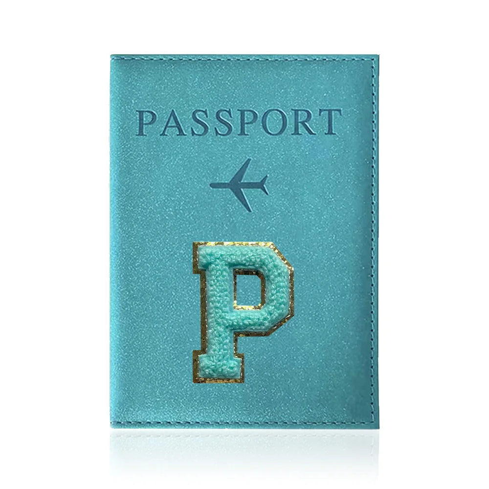 Passports Pouch Passport Protective Cover Green Letter Series Watertproof Passport Case Passports Holder PU ID Card Holders