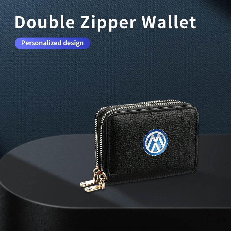 Cup Holders Car Credit Card Wallet Holder Zipper Coin Purse Pocket Accessories For Volkswagen VW Passat Golf Tiguan Scirocco Jet