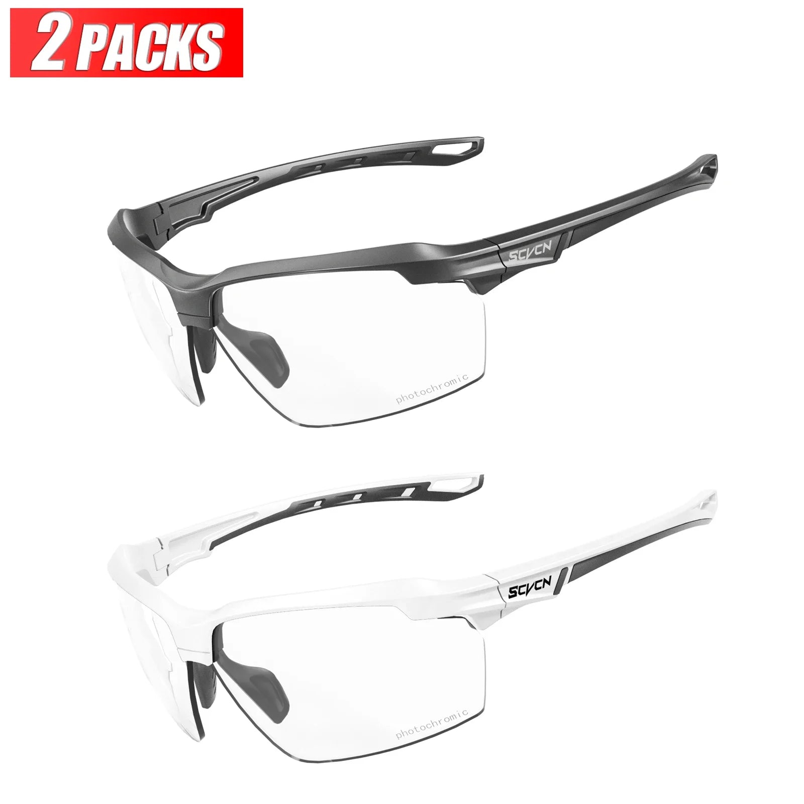3PACKS SCVCN Hiking Eyewear Photochromic Cycling Sunglasses Glasses Bike MTB Bicycle Golf UV400 Sports Glasses for Men Women
