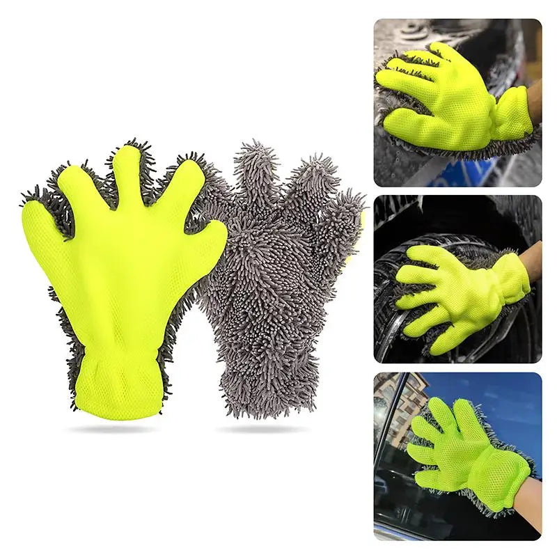 Automobile Cleaning Tools 1 2 Pack Microfiber Car Wash Gloves Sponges for Vehicle Detailing Home Washing