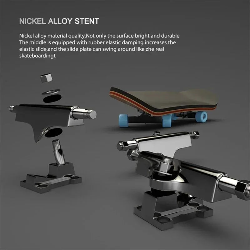 1set Professional Finger Skateboard Five-Layer Maple Wood Bearing Alloy Wheel Fingertip Skateboard Venue Swingable