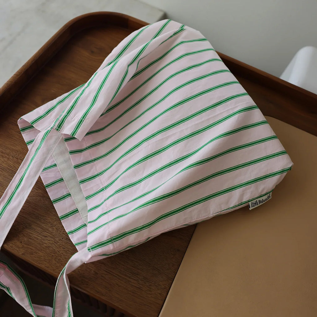 College style pink green striped shoulder bag simple versatile casual fabric tote bag girls canvas bag travel bag for women