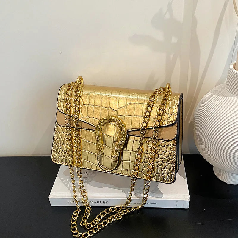 Fashion trend retro printed chain bag popular underarm crossbody shoulder bag