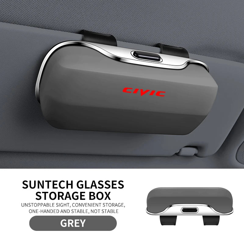 Car Eyewear Case Box Sunglasses Holder Sun Visor Storage Protective Frame Box Glasses Clip For Honda Civic 7 8 9 10 11Th Gen