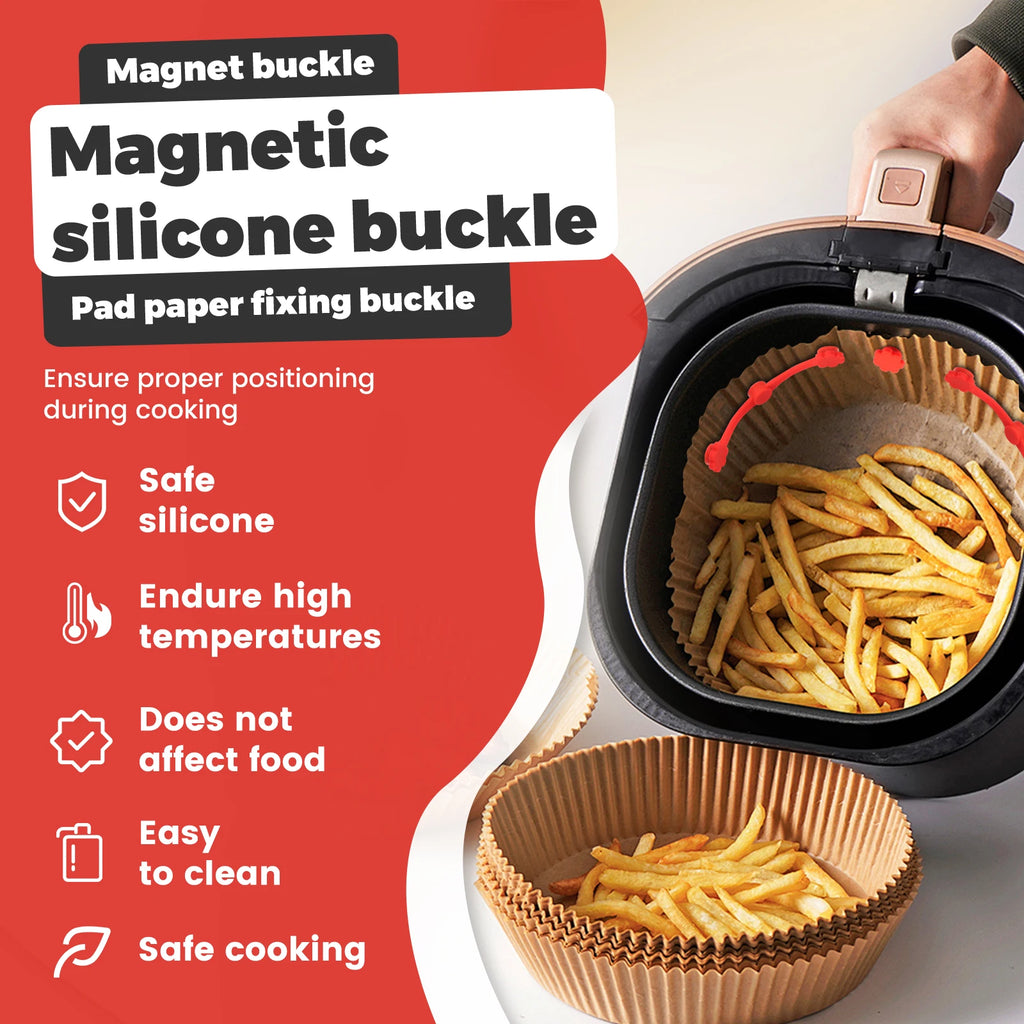 4Pcs Air Fryer Magnet Silicone Buckle Air Fryer Parchment Paper Lock Liners Prevent Paper to Burn Air Fryer Baking Accessories