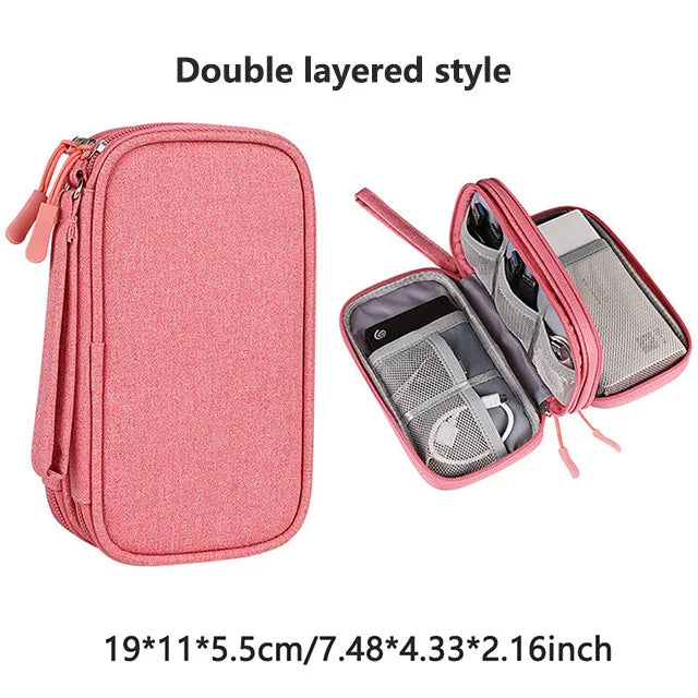 Multi-layer Digital Accessory Storage Bag Dust Proof Power Supply Hard Disk Protective Cover Power Bank Data Cable Storage Bag