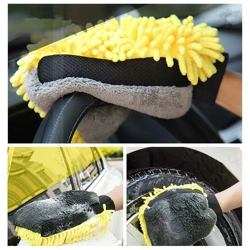 Car Wash Glove Coral Mitt Soft Anti-scratch for Car Wash Multifunction Thick Cleaning Glove Car Wax Detailing Brush