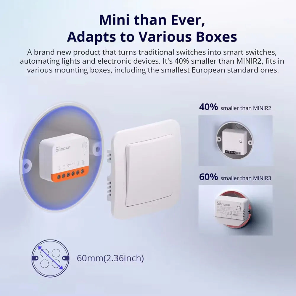 SONOFF Mini R4 Smart Wifi Switch Module Switch Two-Way Control Smart Home Works With Alexa Google Home Yandex Alice smartthi