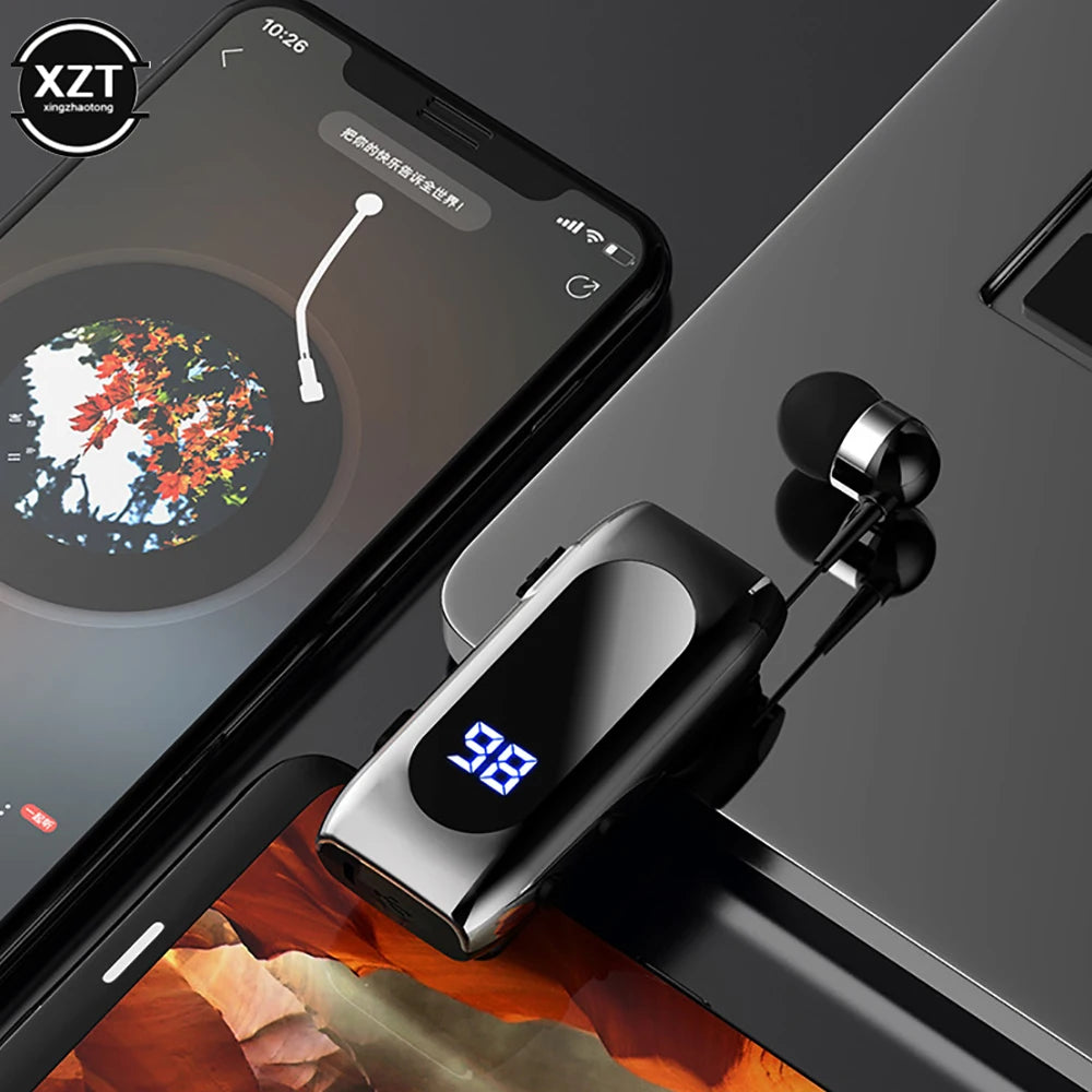 K55 Lavalier Business Bluetooth 5.2 Headphone Talk/music Time 20 Hours,led Digital Display BT5.2 Call Remind Vibration