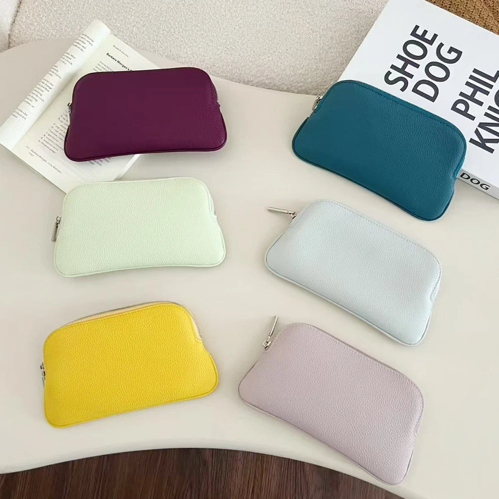 Luxury Simple Design Women Clutch Bag Custom Name 100% Genuine Leather Small Pouch Wallet For Ladies Gift Dropship Clutch Purse