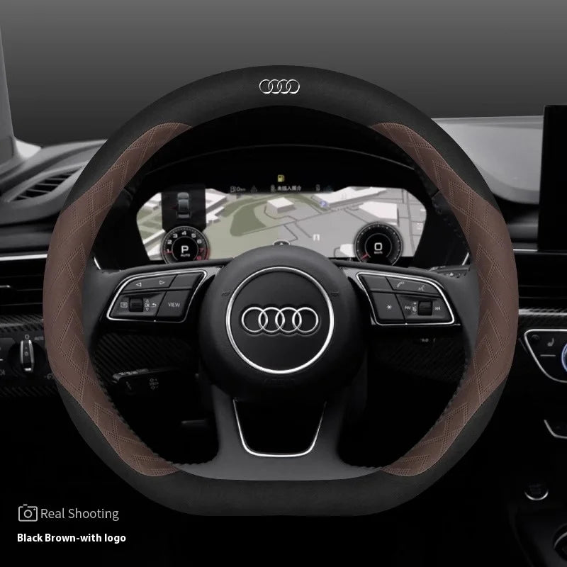 Car Steering Wheel Cover For Audi ABT A1 A2 A3 A4 A5 A6 A7 A8 Q2 Q3 Q4 Q5 Q7 Q8 TT RS3 RS4 RS5 RS6 RS7 S3 S4 S5 S6 S7 S8 S line