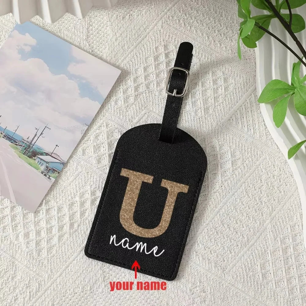 Personalized Simple A-Z Initial Custom Name Luggage Tag, Durable Creative Travel ID Card Holder, Ideal Travel Gift