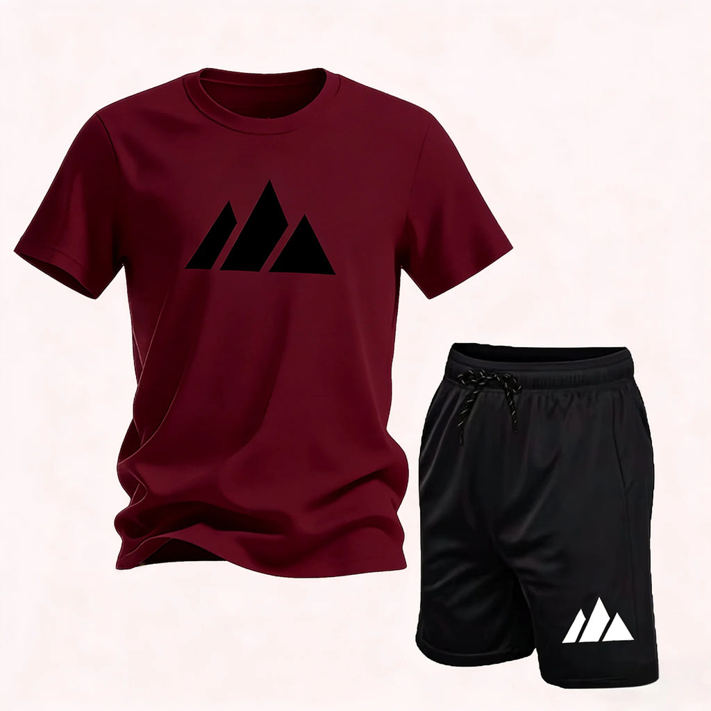 2026 Summer Fashion Trendy Casual Sports Two Piece Set Youth Men's Short Sleeved T-shirt + Shorts Set6