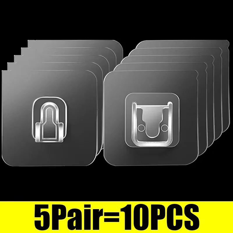 10 Pairs Strong Sticky Hung Double Sided Patch Hook Buckle Transparent Adhesive Wall Hooks Cup Sucker