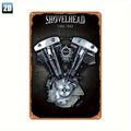 Motorcycle Engine Metal Sign - Retro Shovelhead Engine Decor (1966-1984) - Heavy-Duty Iron Garage, for Man Cave, Bar Wall Art