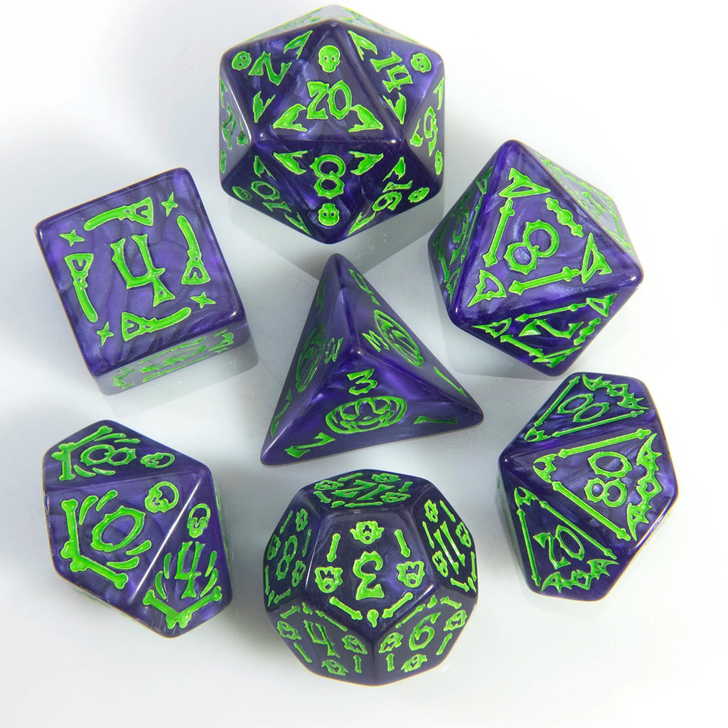 DND Dice Set 7pcs Halloween Pattern Polyhedral Dice Set for D&D RPGs Role Playing Table Games