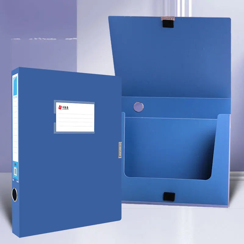 PP material, with a white label, internal compartments, a file box with a snap-lock design, 25/35/55/75mm
