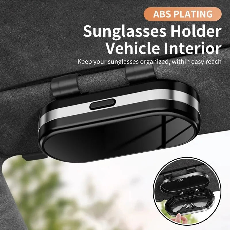 Car sun visor electroplating process,eyeglass case with plush lining,ABS hard shell,pressureresistant,car sunglasses storage box