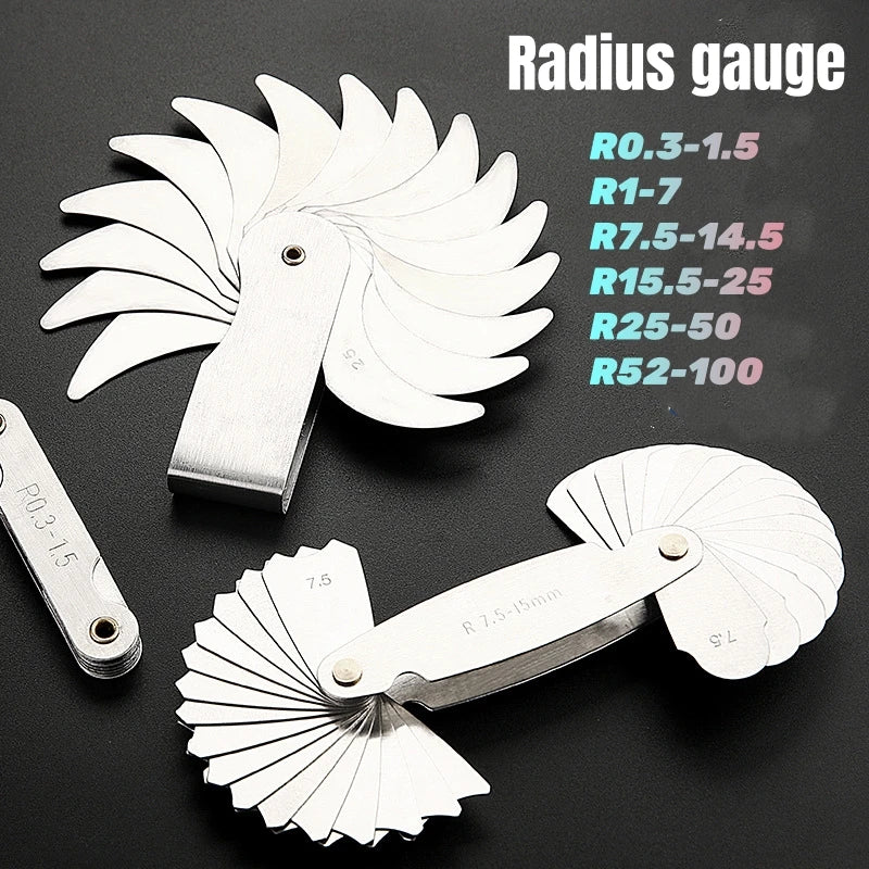 Measuring Tool for Radius Gauge 0.3-7mm High-Precision R-Gauge R7.5-15mm/R15.5-25mm/R25-50mm Arc Radius Measuring Tool Arc Ruler