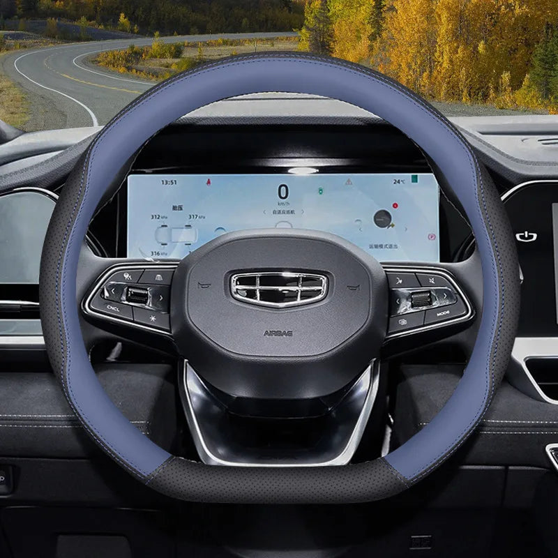 Car Nappa Leather Non-slip Steering Wheel Cover For Geely Emgrand GL GS EV450 Xingyue L S Boyue L Cool Yinhe L7 Xingyao 8 Binrui