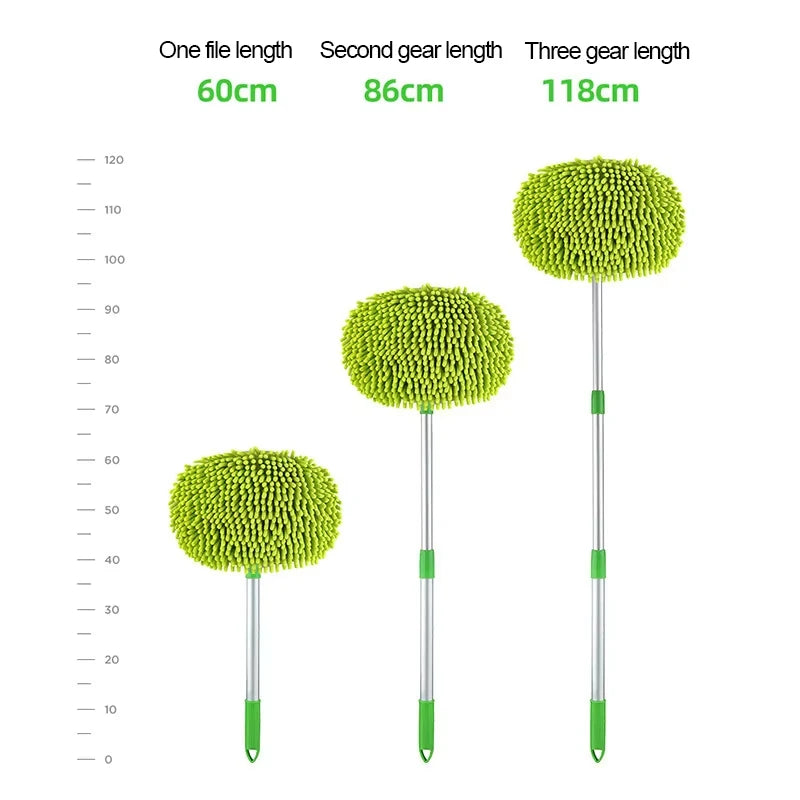 Telescopic Car Wash Mop Brush Long Handle 180° Rotatable Auto Chenille Microfiber Broom Car Roof Window Detailing Cleaning Tool