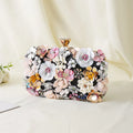 Floral Evening Dinner Handbag Beaded Flower Clutch Bag Metal Chain Crossbody Bag Banquet Handbag Wedding Prom Purse Dropship