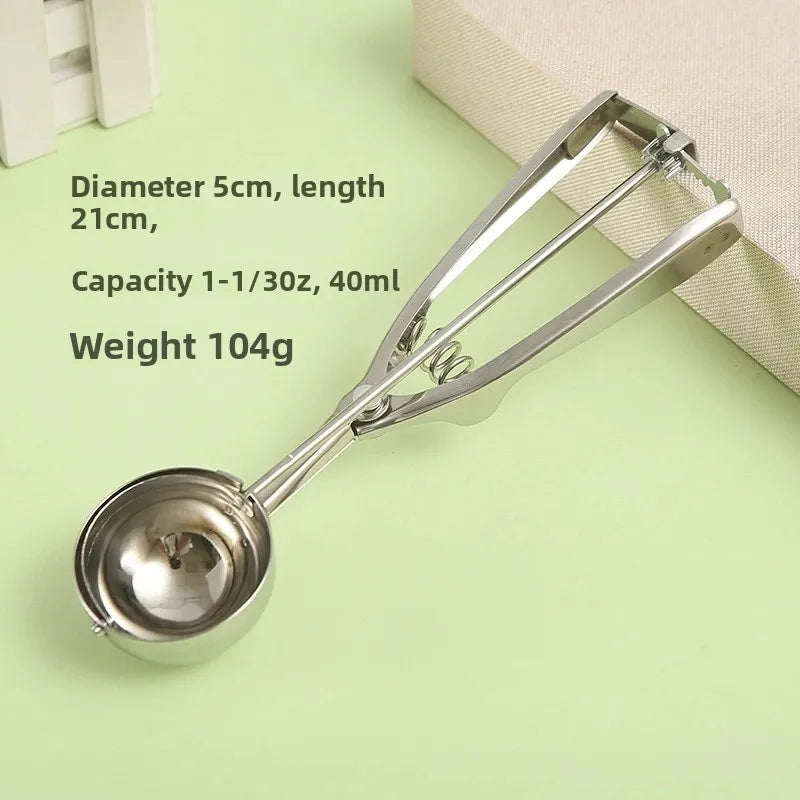 Ice Cream Spoon Kitchen Tools 3 Size Stainless Steel Spring Handle Mash Potato Watermelon Ball Scoop Home Kitchen Accessories