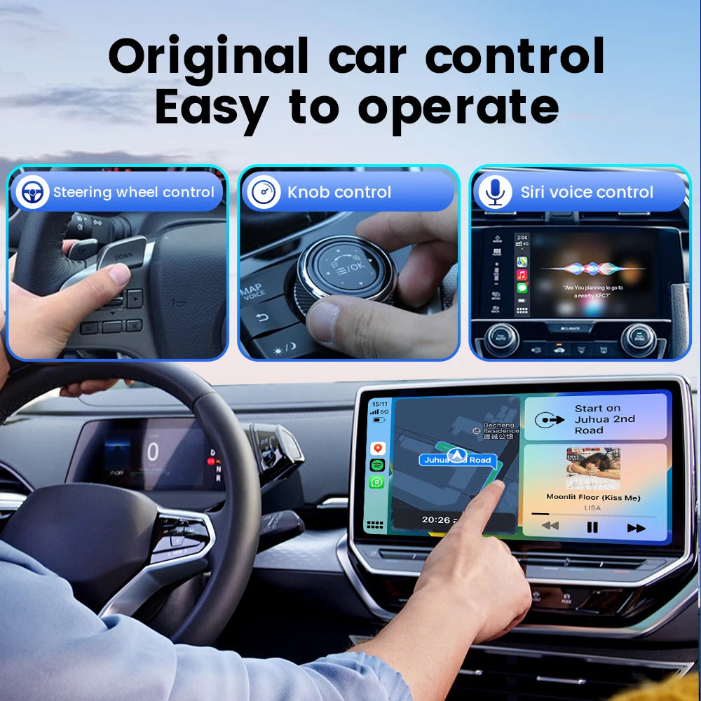 HEYINCAR 2 in 1 Universal Wireless CarPlay/Android Auto Wireless USB/Type-C Interface Adapter Smart Mini Box Plug Fast Connect