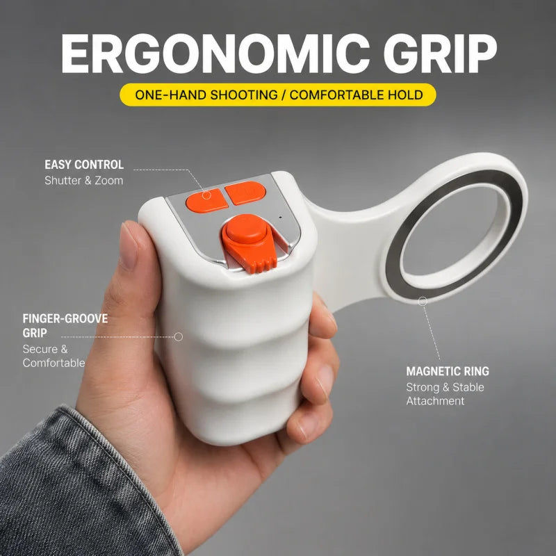 Magnetic Phone Camera Grip Wireless Shutter Remote Selfie Handle Handheld Stabilizer for Vlog Live Video Photo