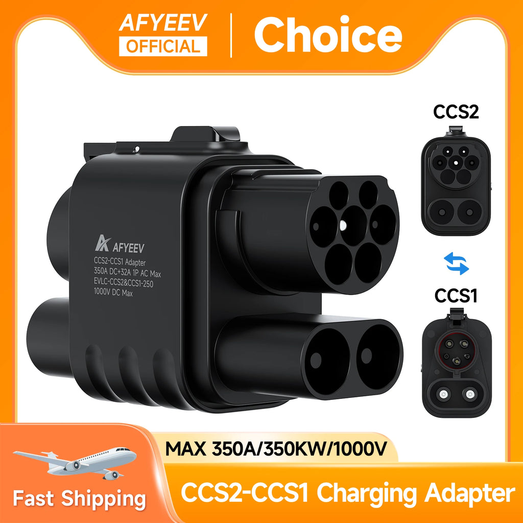AFYEEV CCS2 to CCS1 Adapter 350A 350kW From CCS2 to CCS1 DC+AC Electric Vehicle Charger DC 1000V Fast Ev Charging Adapter