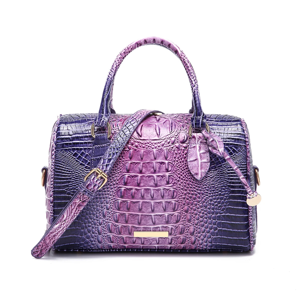 Gradient Embossed Duffle Bag Top-Handle Satchel with Detachable Strap, Casual Boston Style Crossbody Bag for Travel, Daily Commute, Weekend Getaway, Lightweight Multi-Purpose Tote Bag for Women Outdoor Activities