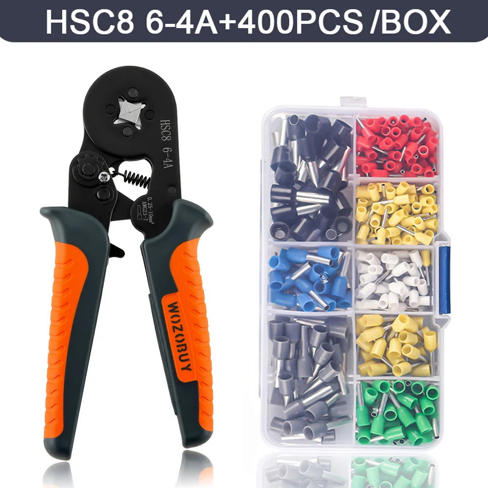 Ferrule Crimping Tool Kit , Ratchet Pliers  with Wire End Ferrule Terminals, Quadrilateral Wire Crimp Pliers with Crimp